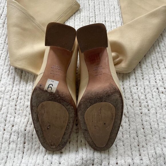 Stuart Weitzman Women's Leather Bisque Knee-High Milla Boots - Size 6 - Picture 4 of 6